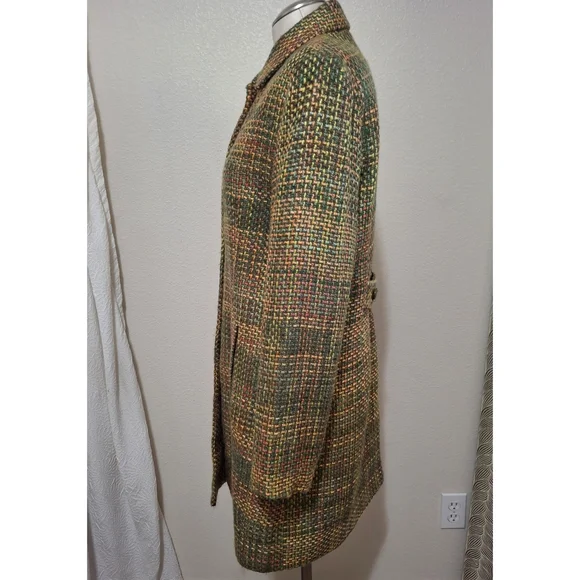 Requirements Multicolor Tweed Trench Coat Sz 8 - Picture 5 of 16